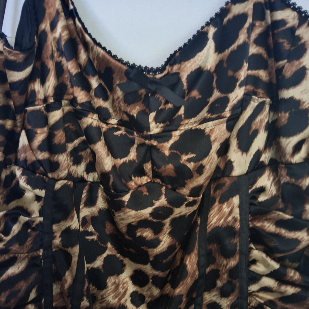 Leopard Print Ruched Dress - Picture 2 of 5